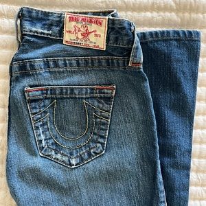 True Religion size 26 bootcut worn look . Inseam 28 inches . Excellent condition